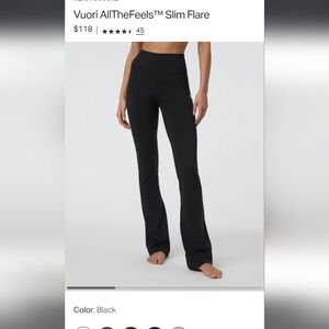 Vuori Black Slim Flare Pants